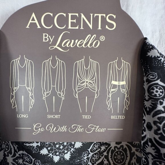 Lavello Womens Black & White Chiffon Convertible Fringe Vest Whimsical Sheer - Picture 2 of 8